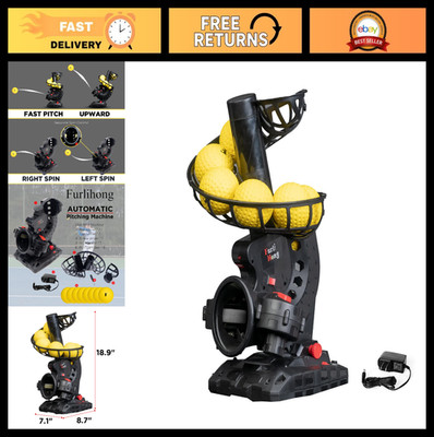 Electronic Baseball Pitching Machine - Adjustable Speed & Angle, Battery/AC Powe