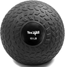 Yes4All 15Lb Slam Ball, Durable Sand Filled Workout Weight Ball, Open Box