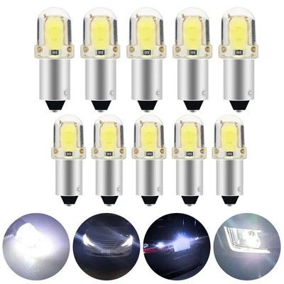 10 Pack BA9S LED Car Interior Bulbs 2W COB 2LED White Light for License Plate