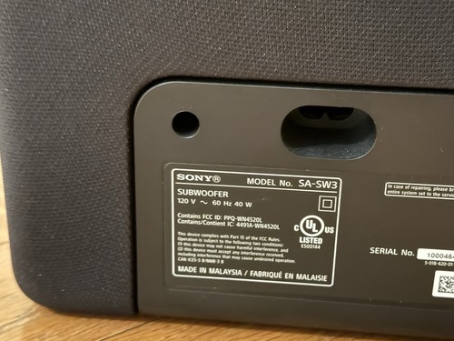 Sony SA-SW3 Wireless Subwoofer for HT-A7000/HT-A9 Mint - Picture 4 of 10
