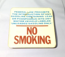 VINTAGE ORIGINAL GAS STATION GASOLINE PORCELAIN FUEL SIGN NO SMOKING