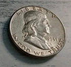 1951-P AU Franklin Half Dollar 90% Silver - Free Shipping!