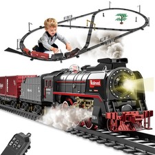 Kids Train Set Electric Cargo Train Toy Track Train Toy w/Head Light Sound Gifts
