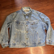 Vintage Authentic LEE Denim Trucker Jacket Light Faded Wash USA XXL