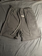 Essentials Fear of God Men's Black Sweat Shorts Drawstring Logo Pockets Casual