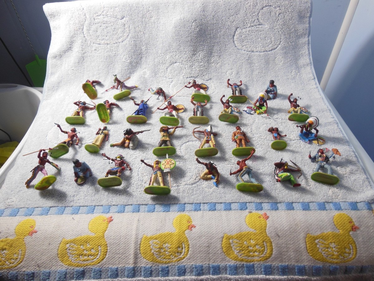 Lot De Figurines Indiens Américains – Vintage, Type Elastolin/Xiloplasto/Starlux
