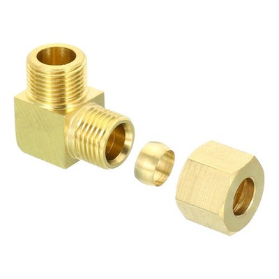 G3/8x10mm Brass Compression Tube Fitting,90 Degree Elbow Pipe Fitting