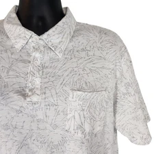 Vintage Hang Ten GOLD Palm Reverse Print Polo Shirt Short Sleeve White Mens XL