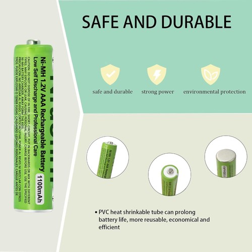 High Capacity NI-MH 1.2V 1100mah AAA Rechargeable Batteries for Panasonic Phones - Picture 5 of 14