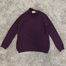 BLARNEY WOOLEN MILL ARAN ORIGINALS Maroon FISHERMAN KNIT PULLOVER MOC NECK