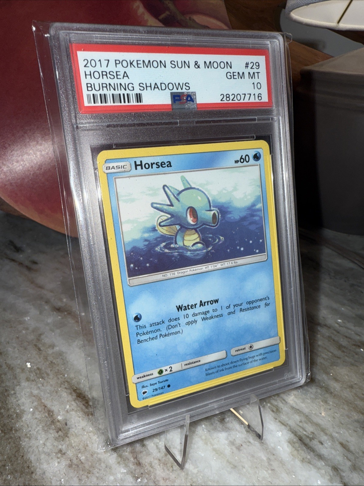2017 POKEMON SUN & MOON BURNING SHADOWS #29 HORSEA PSA 10 LOW POP 4 TOTAL