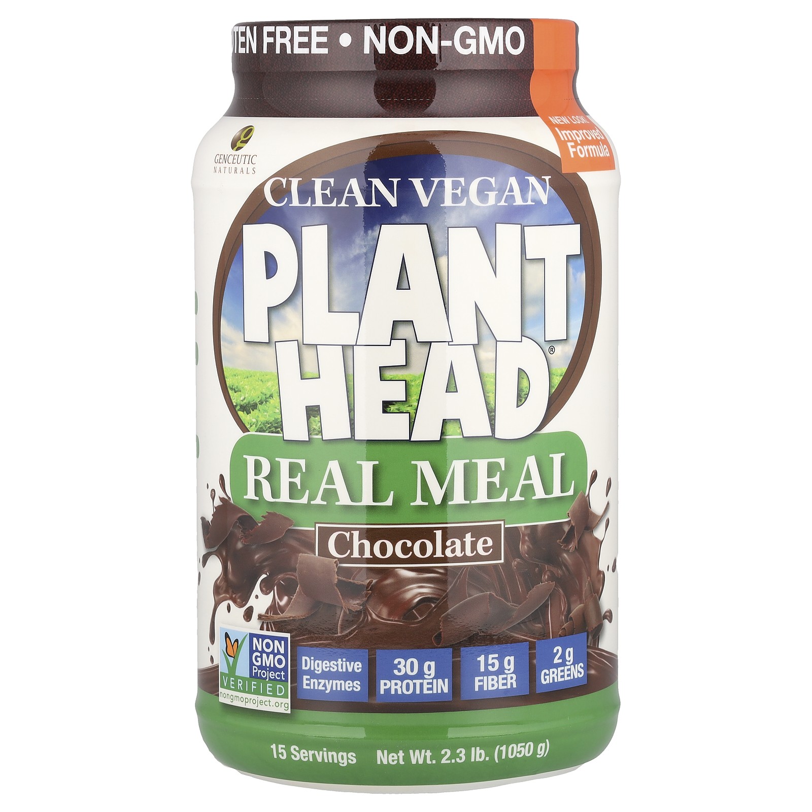 Genceutic Naturals Plant Head Real Meal Chocolate 2 3 фунта 1050 г без молока