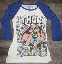 Camiseta de béisbol Marvel Thor cómic para mujer talla XS manga larga delgada blanca”