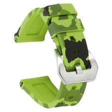 Silicone Watch Bands 20mm Soft Watch Band with Silver Buckle, Camo Light Green
