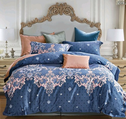 BEDDING SET 100% COTTON QUEEN 4 PC DUVET COVER, FITTED SHEET, 2 PILLOWCASES - Picture 1 of 5