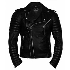 Men  s Handmade Cool Quilted Slim Fit Biker Designer Black Real Leather Jacket
