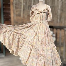 RARE Laura Ashley Vintage 80s Floral Meadow Decadence Bo Peep Ball Gown Sz 10