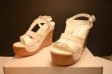 White and Cork Wedge sandals - Size 7 - Excellent Condition