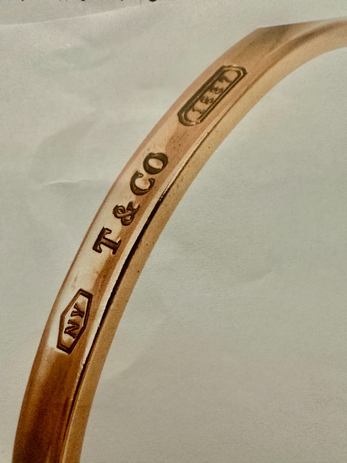 Tiffany  Vintage T&CO 1837 Rubedo metal narrow cuff bracelet.