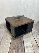 1970 Cassette Tape Carousel Holder 24 Loose Tapes Plastic Faux Wood Spins