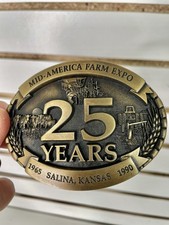 Mid-America Farm Expo 25 Years Salina Kansas 1990 LE Brass Belt Buckle NL
