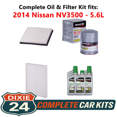 2014 Nissan NV3500 5.6L Complete Air, Oil & Cabin Filter Kit (5W-30)