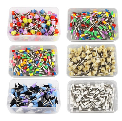 100pcs Dental Polishing Brush Heads Nylon Latch Flat Cleaning Set - NEW