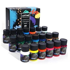 Acrylic Leather Paint Set, 20 Colors x 30ml Acrylic Leather Dye Kit Perfect 