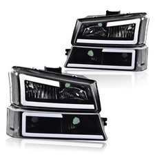 LED Headlight Assembly Compatible with 2003 Fit Silverado Avalanche 2003-2006