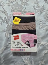 3 pc Hanes Women Comfort Period Moderate Leak Protection Hipster Sz 9/2XL, New