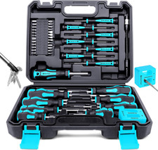 Magnetic Screwdrivers Set with Case, 43-Piece Includs Slotted, Phillips, Hex, P