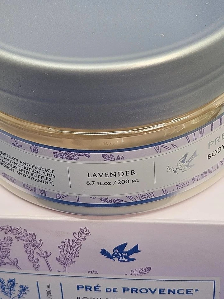 Manteca corporal de lavanda Pre De Provence tarro de 6,7 OZ nueva caja abierta karité hecha en Francia Foto 2 de 4