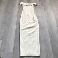 Lovers Friends Galleria Gown XS Ivory Maxi Back Slit Off Shoulder Zip