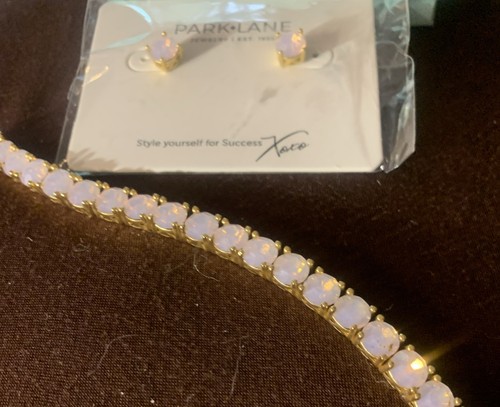 Park Lane Impression Bracelet & Earrings Iridescent Pink Gold Tone AB - Picture 4 of 13