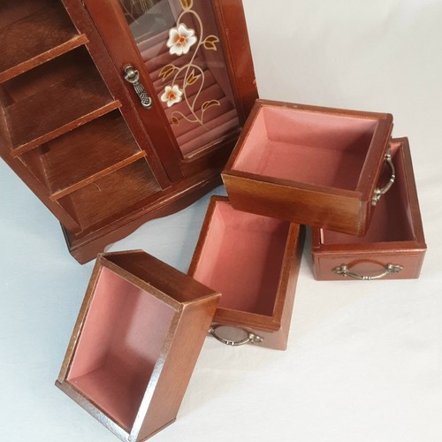 Portagioie vintage Gunther Mele Amoire Sedona legno rosso vetro colorato floreale - Foto 12 di 15