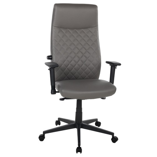 Drehstuhl - dunkelgrau - Lederoptik Chefsessel Rollenstuhl Bürostuhl - Bild 1 von 8