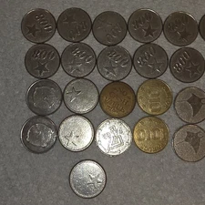 Lot of 22 arcade misc tokens Pachinko Eagle Star no cash value vtg