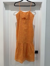 MINKPINK Orange Eyelet Midi Dress with Cutout Detail NWT Size Large 