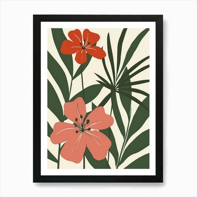 Tropische Blumen 17 Kunstdruck gerahmt Wandbild Poster Leinwanddruck Bild
