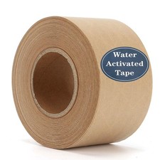 Water Activated Gummed Reinforced 2" X 150 Feet Kraft Paper Packaging Tape,Brown