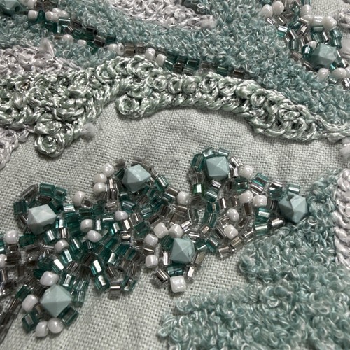 COASTAL COLLECTION Kissenhülle bestickt & Perlen KORALLENRIFF Aqua Türkis - Bild 6 von 9