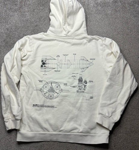 Official SpaceX Starship Schematics Hoodie Sweatshirt L Cream Rare Limited Elon