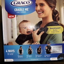 Graco Cradle Me 4-in-1 Baby Infant Carrier Wrap Onyx Black Magnetic Buckles