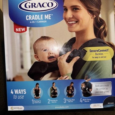 Graco Cradle Me 4-in-1 Baby Infant Carrier Wrap Onyx Black Magnetic Buckles