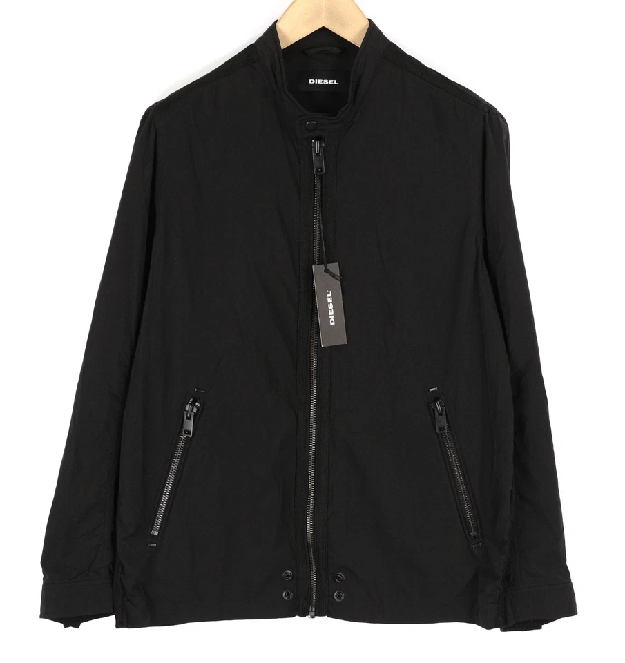DIESEL J-Rum Men Jacket M Black Lightweight Band Neck Zip jacket with Pockets - Image 2 of 4