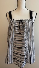 Simply Vera Wang Sleeveless Black White Gray Striped Tunic