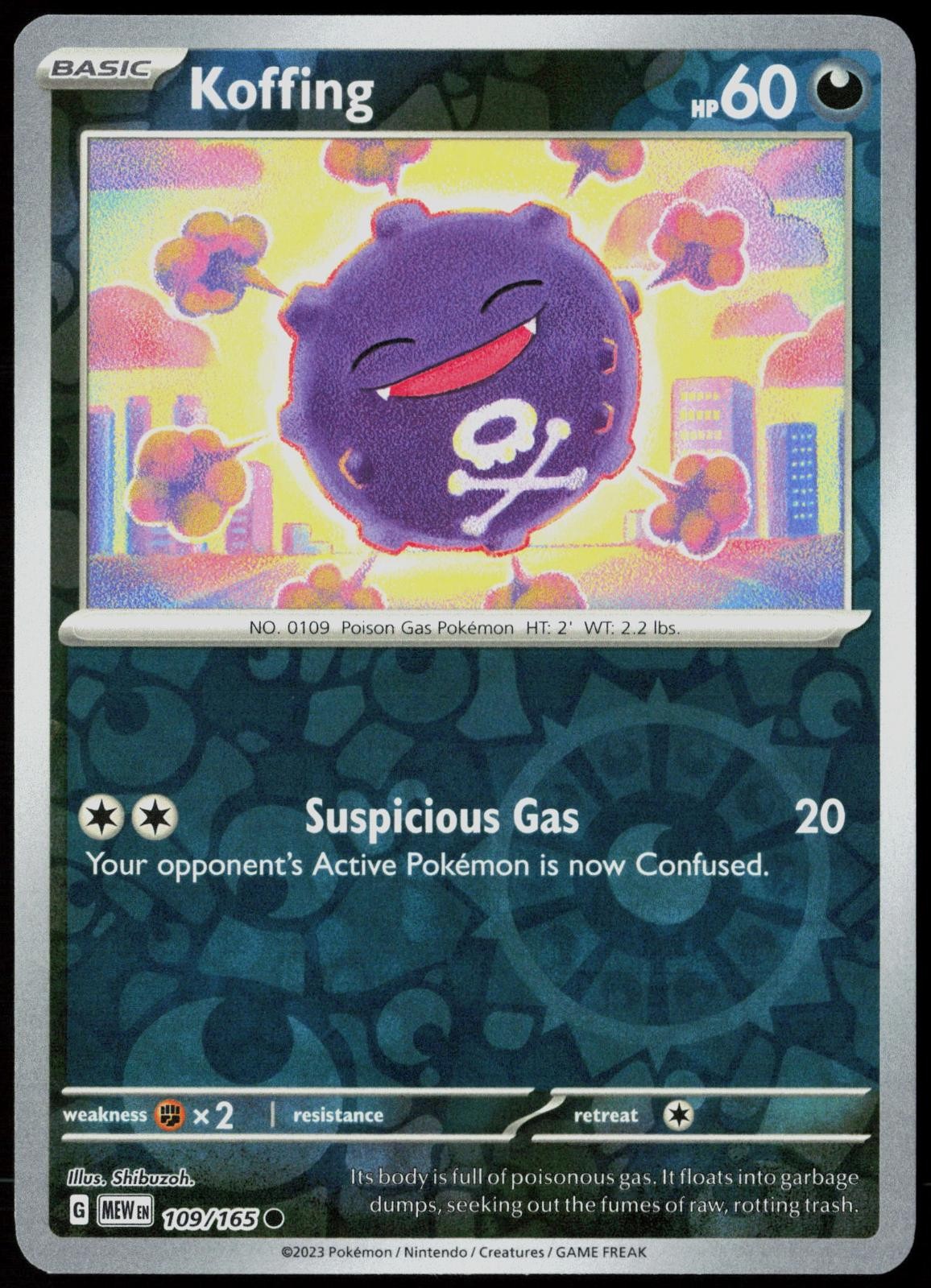 Koffing 109/165 Common 151 Pokemon Card Reverse Holo Near Mint