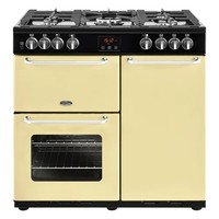 LPG READY BELLING SANDRINGHAM  90DFT Dual Fuel Range Cooker - Cream & Chrome