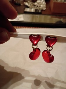 Bakelite Heart Earrings Vintage