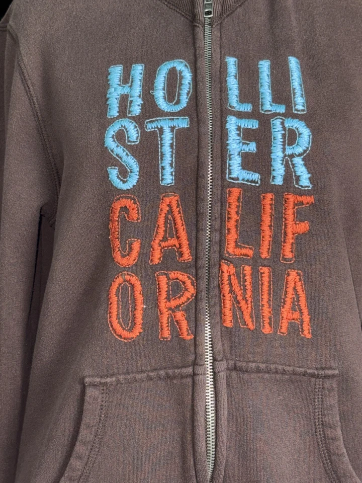 De Colección Y2K Hollister Sudadera con Capucha Talla L Marrón Retro Grunge Colegio Preppy Surf Patín Años 2000 Foto 2 de 4